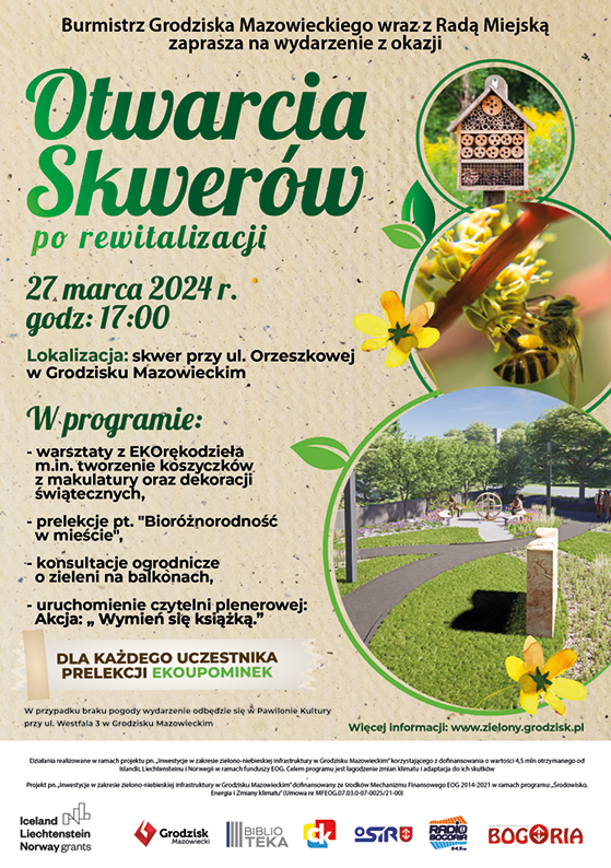 otwarcie skwerów po rewitaliacji eog grodzisk mazowiecki